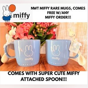 NWT MIFFY RARE MUGS! AMAZING SET W/MIFFY SPOONS/ NWT MIFFY SURPRISE W/ PURCHASE